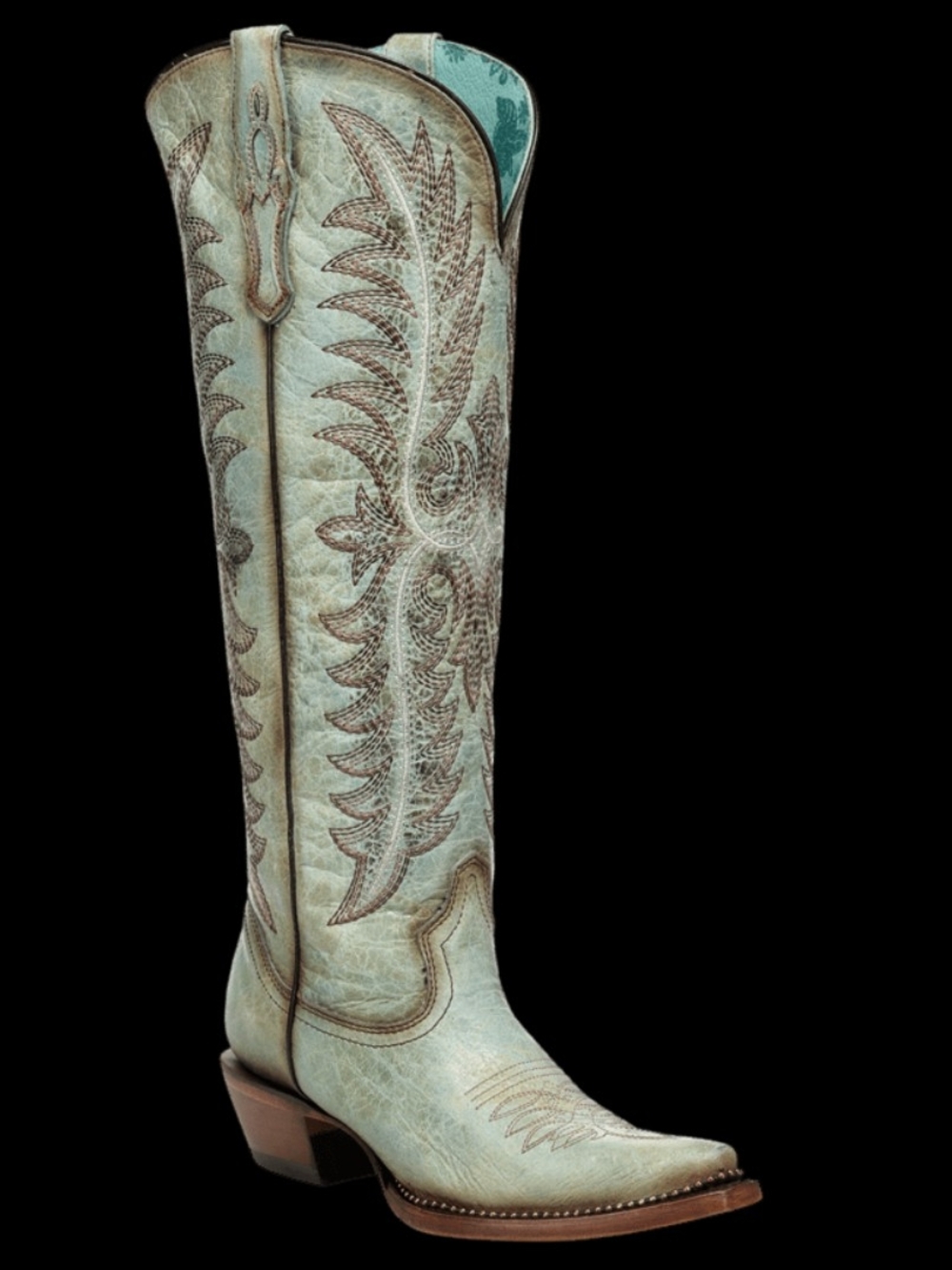 RARE Corral Turquoise Western Cowboy Genuine Leather Over The Knee Boots Size 7